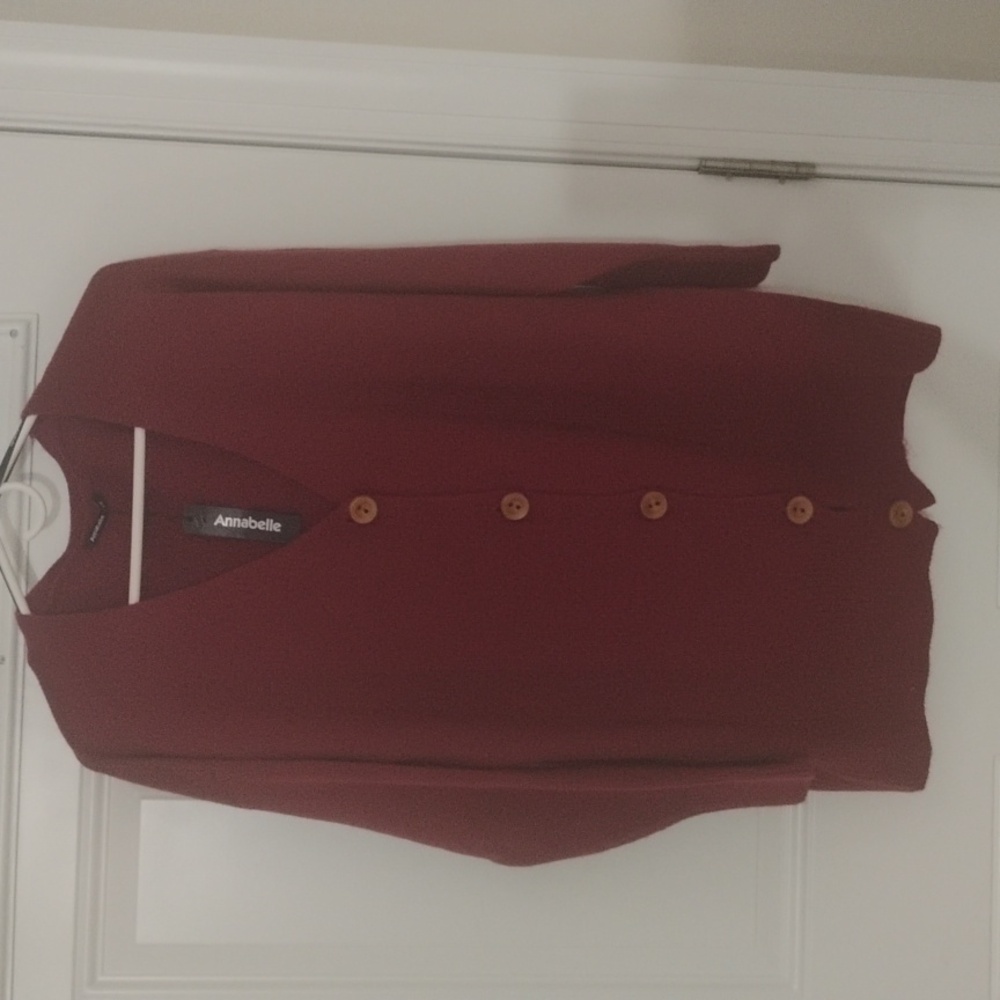 Annabelle Burgundy Button-Up Cardigan Size L/XL
